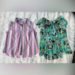 Madison Pink and Green Blouse and White Stag with Feminine Silhouettes